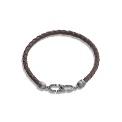 THE LINK Single Brown Enamel and Leather Bracelet