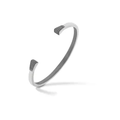 ELAN Matte Black Silver Cuff with Ivory Enamel