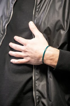 ELAN Oxidized Silver Cuff with Green Enamel