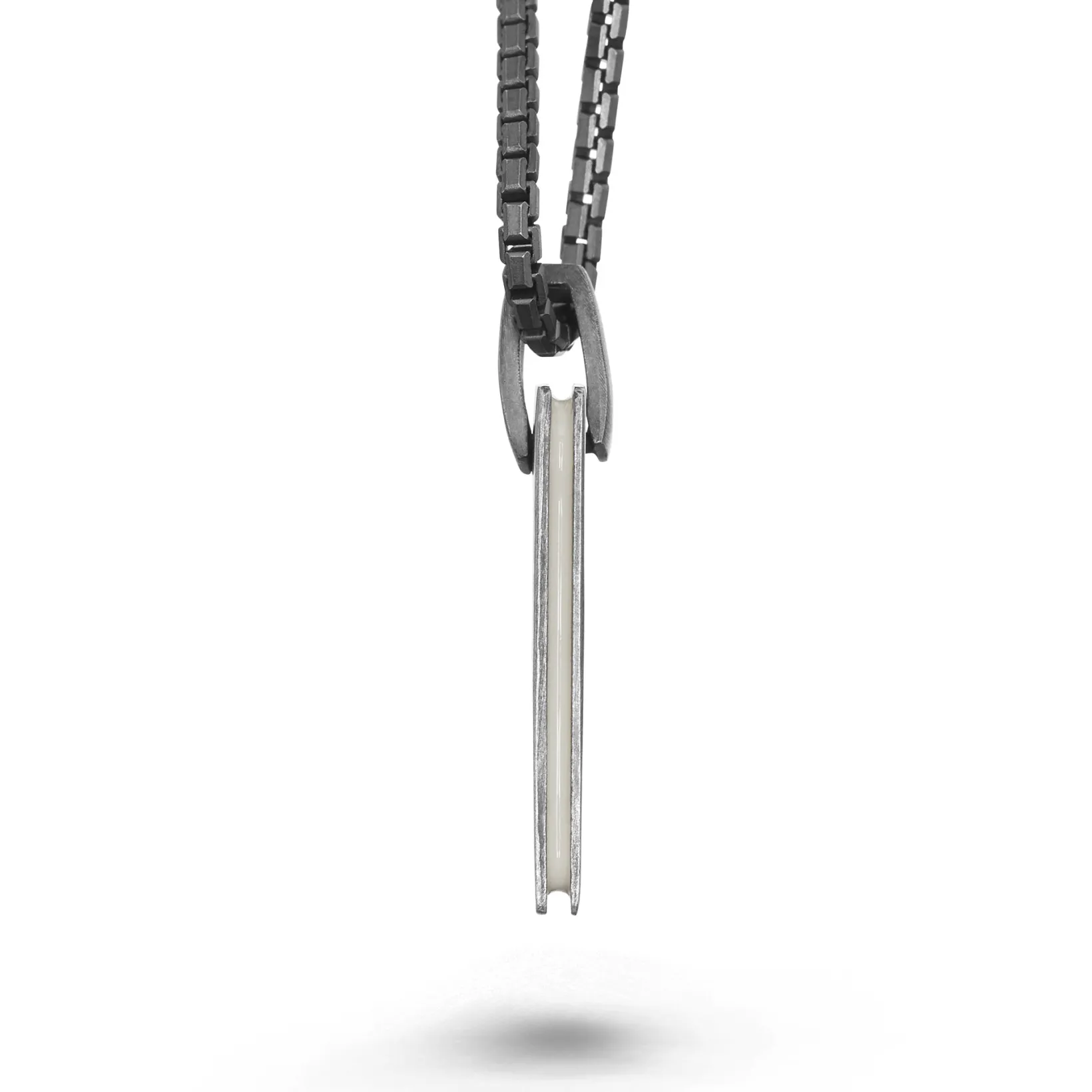 ELAN Oxidized Silver Tag with Ivory Enamel