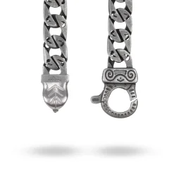 FLAMING TONGUE Oxidized and Polished Bracelet with Black Diamonds