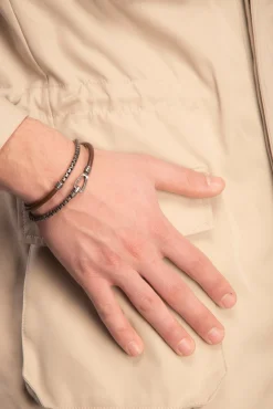 LASH Box Chain & Smooth Leather Bracelet