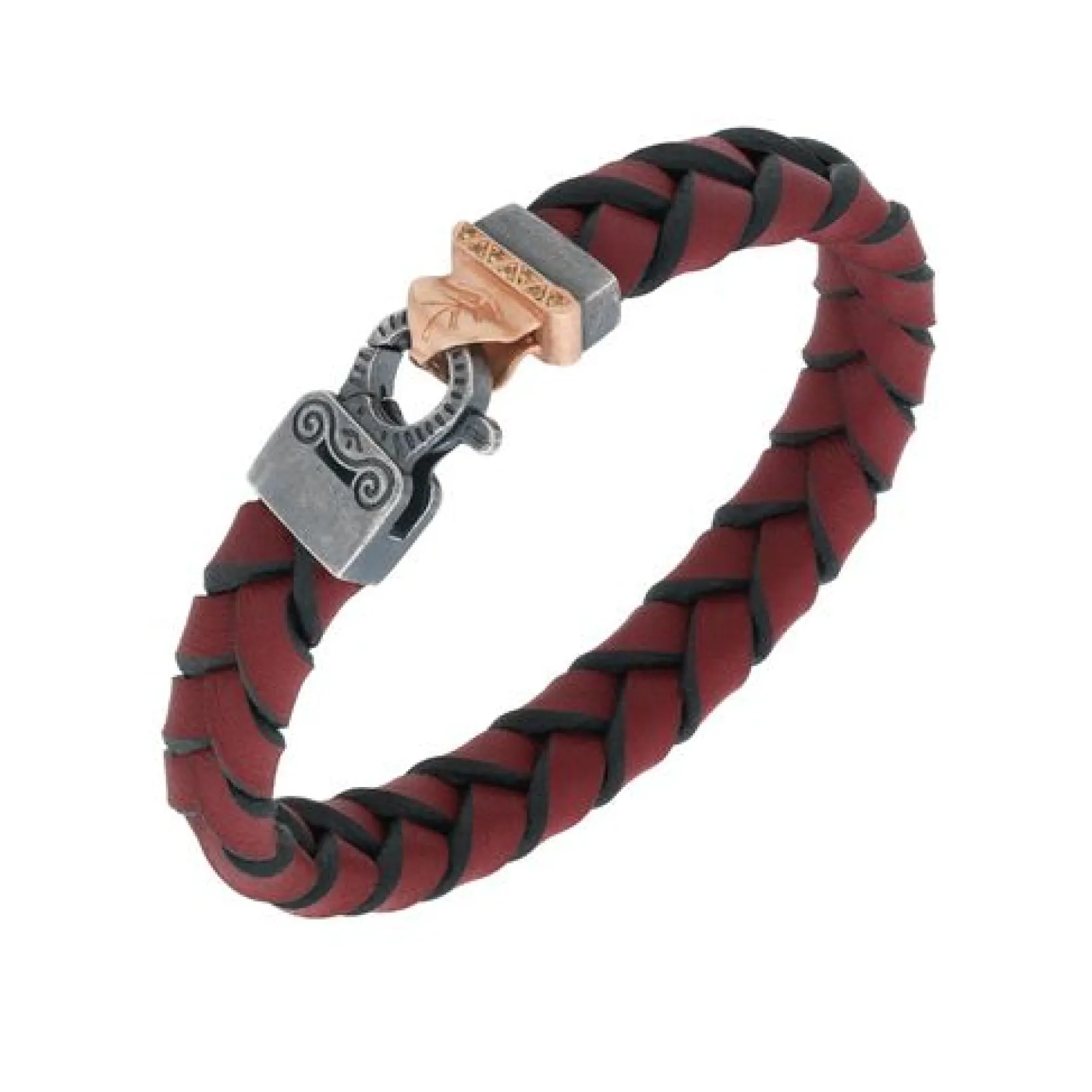 Lash Braided Leather Bracelet with Red Leather