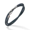 THE LINK Double Wrap Blue Enamel and Leather Bracelet