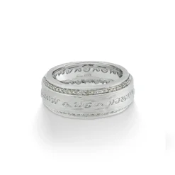 The Other Half Ring with Double Line Champagne Diamonds and 18kt White Gold