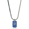 TRIUMPH Oxidized Silver Necklace with Blue Enamel