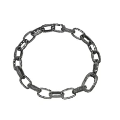 Warrior Link Bracelet in Silver with Oxidized Silver