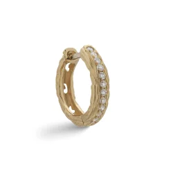 Warrior Single Full Circle Hoop Earring with White Diamonds