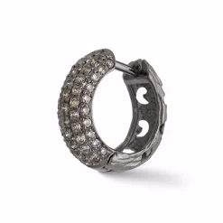 Warrior Single Hoop Earring in Black Gold & Champagne Diamonds