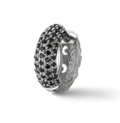 Warrior Single Hoop Earring in White Gold & Black Diamonds