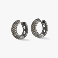 Warrior Single Hoop Earring in Black Gold & Champagne Diamonds