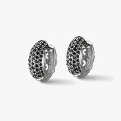 Warrior Single Hoop Earring in White Gold & Black Diamonds